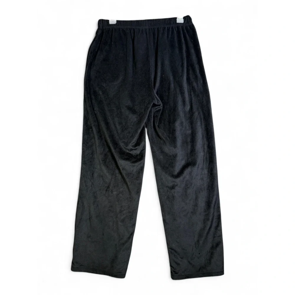 True Religion Mens Velour Lounge Pants Black Straight Leg Drawstring Medium
